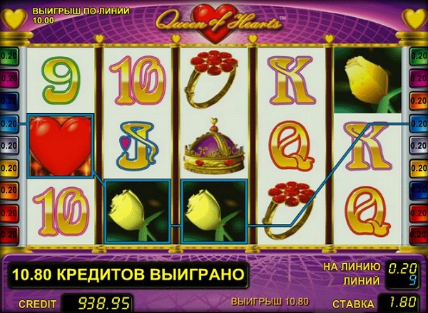 Дизайн игрового автоматат Queen of Hearts.